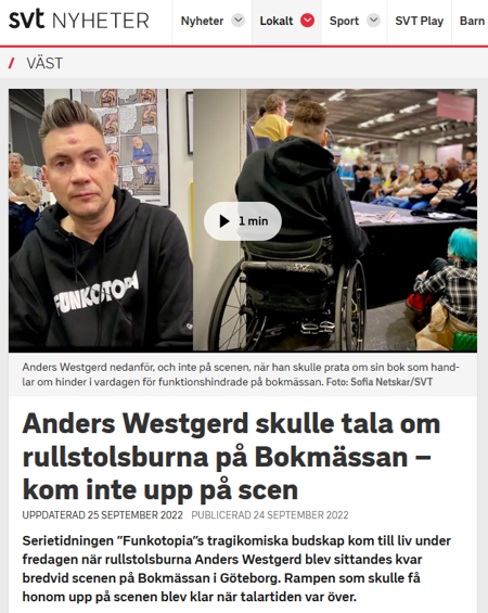 Skrämklipp från en artikel om Anders Westergård som inte kom upp på scenen.