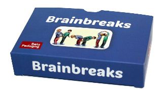 En blå förpackning med texkten Brainbreaks och illustration på personer som gör olika rörelser.