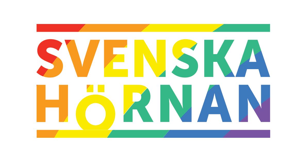 Svenska hörnans-logotyp i regnbågens färger.