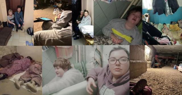 Ett kollage av bilder med personer med intellektuell funktionsnedsättning i Ukraina