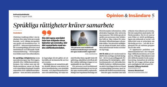 Bild på insändare i Hbl.
